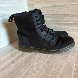 DR MARTENS Airwair COMBS J COMBAT BOOTS KIDS CANVAS SHOES BLACK SIDE ZIP